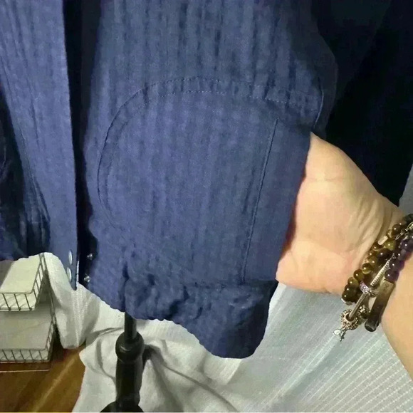 Chico's Additions Women’s 2 US L Spectra Sapphire Smoked Blue Zipped Jacket - Picture 6 of 13